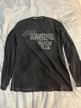 Y2k Men Engine Long-Sleeve Tee - Black